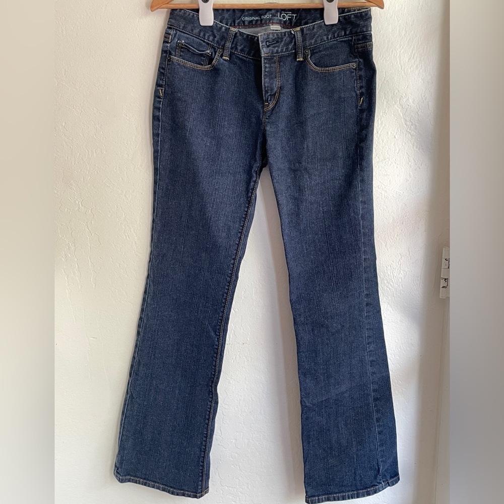 Ann Taylor LOFT Boot Cut Jeans Dark Wash Denim, Low rise
